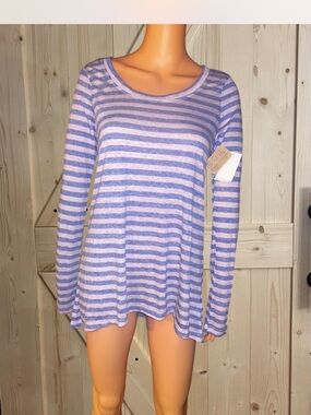 Threads 4 Thought Lavender and Pink Striped Scoop Neck Long Sleeve Top